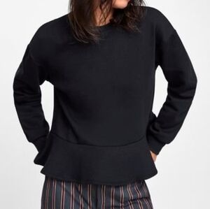 Zara‎ black peplum sweatshirt